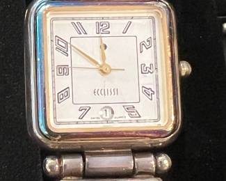 $25, Vintage ECCOISI Quartz Women’s Wristwatch Rectangular Case Brown Leather Band Analog Watch