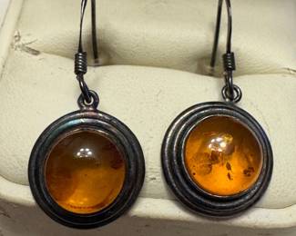Baltic Amber Earrings 925 Sterling Silver Dangle Drop Earrings