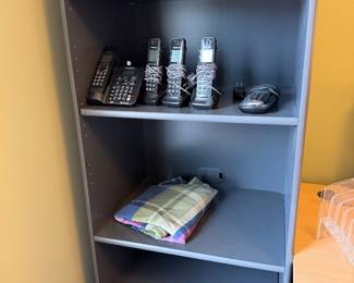 $45 - Grey Laminate Three-Tier Office Bookcase - $65 - Telephone Set with Multiple Handsets