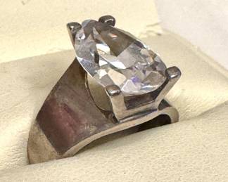 Sterling Silver Quartz Solitaire Ring