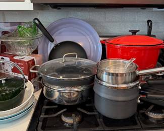 Mixed Lot of Enameled Cast Iron & Stainless Steel Cookware