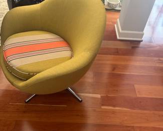 Chartreuse Fabric Swivel Pod Chair with Chrome Base