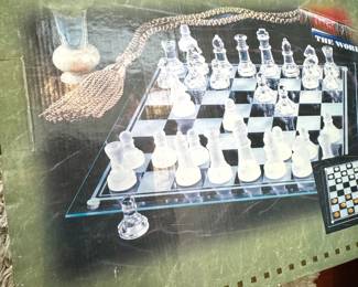 $50, Glass Chess Set with Frosted and Clear Pieces