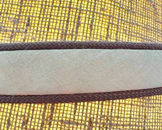 $250, Mid Century Modern Ceramic Table Lamp Textured Base Atomic Pattern Drum Shade Retro Lighting