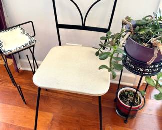 $50, Black Wrought Iron Double-Arch Mid-Century Vanity Chair