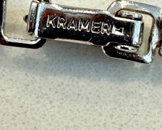 $45, Kramer Rhinestone Necklace Vintage Silver Tone Clear Crystal Choker Statement Necklace Bridal Prom Jewelry