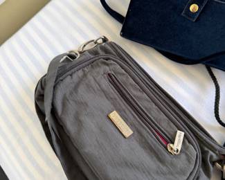 $25 - Baggallini Grey Crinkle Nylon Crossbody Travel Bag