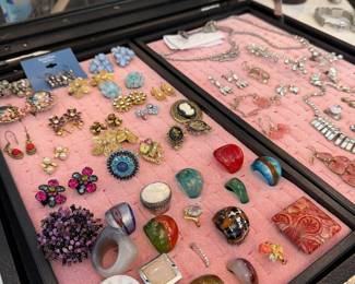 Mixed Costume Jewelry Collection Rhinestone Enamel and Lucite