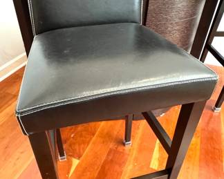 $75, Black Faux Leather Upholstered Bar Stool with Espresso Legs