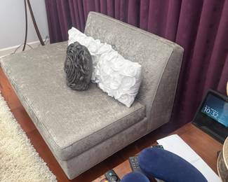 $225 - Contemporary Oversized Armless Lounge Chair in Grey Textured Upholstery