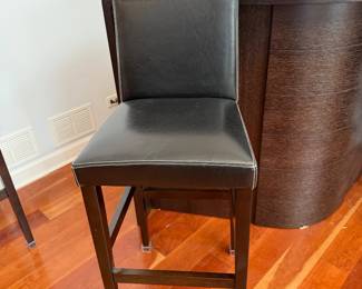 Contemporary Black Faux Leather Counter Stool with Contrast Stitching