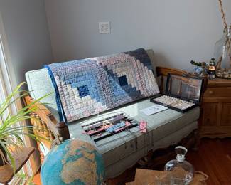 Cotton Patchwork Log Cabin Throw Quilt, American