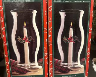 $20.00 - Pfaltzgraff Christmas Heritage Hurricane Collectors Lamps