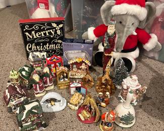 $20.00 - Vintage Christmas Village Figures and Holiday Decor (Tub included)