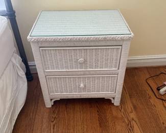 $295.00 - Vintage Henry Link White Wicker Nightstand - 23.5" x 17" x 24"H