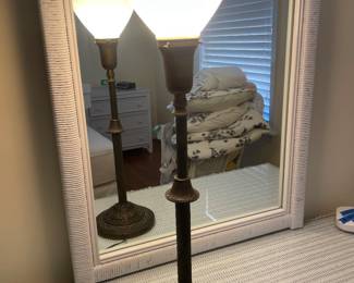 $48.00 - Vintage Art Deco Brass Torchiere Table Lamp -27.5" T