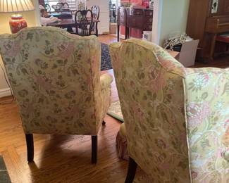 $550.00 - Pair of Vintage Wingback Chairs – Floral Upholstery