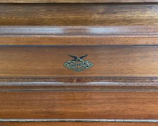 $425.0 -Antique Universal Upright Player Piano with Bench and Lot of 23 Piano Rolls