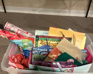 $10.00 - Tub of Holiday Wrapping Paper and Bags