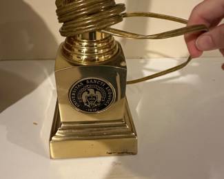 $75.00 - Vintage Brass Table Lamp Featuring the Seal of Saint Louis University