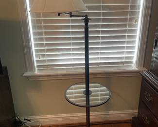 $46.00 -58" Standing Floor Lamp with Integrated Glass Side Table and Swing Arm 