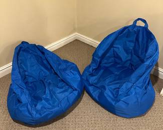 $34.00 - Pair of Big Joe Sapphire Polyester Nylon Bean Bag Chairs
