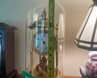 $60.00 -Vintage Anniversary Clock, Floral Face, Glass Dome