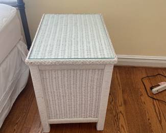 $295.00 - Vintage Henry Link White Wicker Nightstand - 23.5" x 17" x 24"H