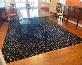 $375.00 - 8.5' x 11.5' - Navy Rug with Floral Print (Some Thread Missing on Edge)