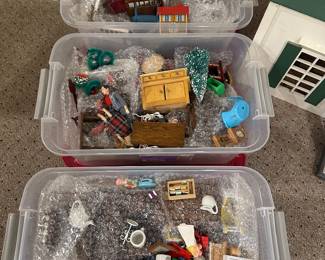 $125.00 - Doll Mansion with 3 Doll Accessory Bins - 50" L x 22" D x 27"T 