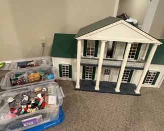 $225.00 - Dollhouse Replica of The Hermitage, Andrew Jackson’s Home in Tennessee with 3 Doll Accessory Bins - 50" L x 22" D x 27"T 