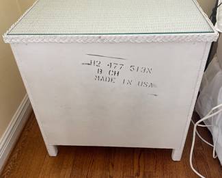 $295.00 - Henry Link Vintage White Wicker 3 Drawer Dresser with Glass Tabletop - 30" x 19" x 30"T