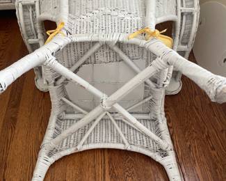 $140.00 - Vintage White Wicker Armchair with Cushion