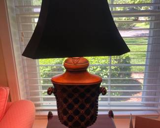 $75.00/each - (2 matching lamps) Large Table Lamp with Black Shade