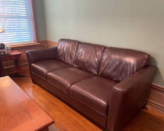 $595.00 - Brown Leather Sofa (Good Condition)