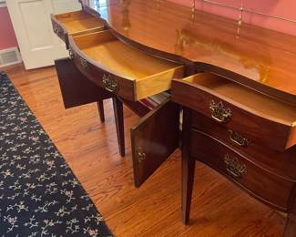$775.00 - Mahogany Banded Taper Leg Sideboard with Brass Gallery by Thomasville - 66" x 21.25" x 40"T