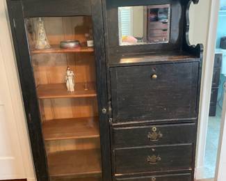 $295.00 - Antique Wood Tall Dresser, Chest, Cabinet with Mirror -40.5” x 12.5” x 59”T
