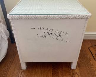 $295.00 - Vintage Henry Link White Wicker Nightstand - 23.5" x 17" x 24"H