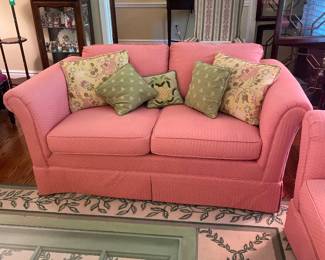 $325.00 - Pink Upholstered Loveeseat (Good Condition)