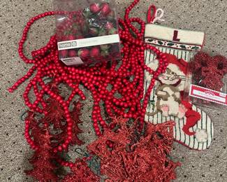 $12.00 - Collection of Red Christmas Ornaments and Decor