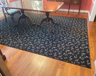 $375.00 - 8.5' x 11.5' - Navy Rug with Floral Print (Some Thread Missing on Edge)