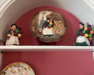 $18.00/each - Vintage Royal Doulton Old Balloon Seller Plate and Figurines 