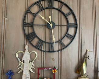 $38.00 - Oversized Roman Numeral Decorative Black Metal Wall Clock, 30"