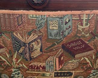 $425.00 - Antique Victorian Eastlake Style Loveseat Featuring Unique Book Upholstery - 40"