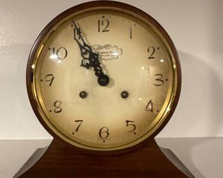 $75.00 - Vintage New Engaland Clock Company Admiral Ship's Bell Wooden Clock - 9"