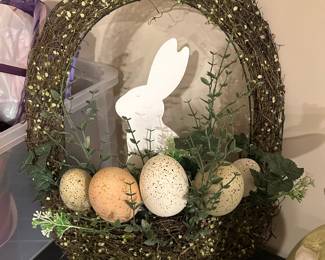 $16.00 - Easter Bunny Basket-Shaped Wreath