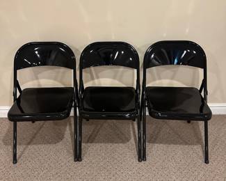 $30.00 - Set of 3 Black Metal Folding Chairs