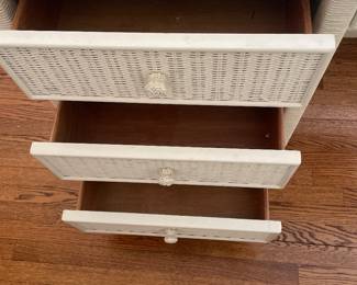 Vintage Henry Link White Wicker Desk with Glass Top and Matching Chair - $295.00