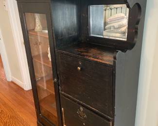 $295.00 - Antique Wood Tall Dresser, Chest, Cabinet with Mirror -40.5” x 12.5” x 59”T