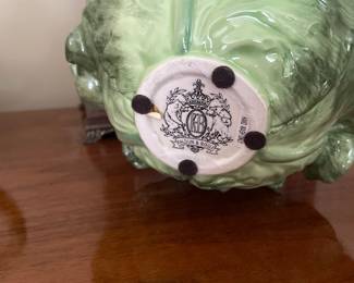 $22.00 - Kaldun & Bogle Hand Painted Ceramic Rabbit in a Cabbage Leaf And Carrot Handle